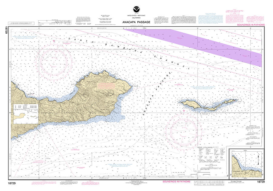 Anacapa Passage California, Noaa Chart 18729 Digital Art by Nautical ...