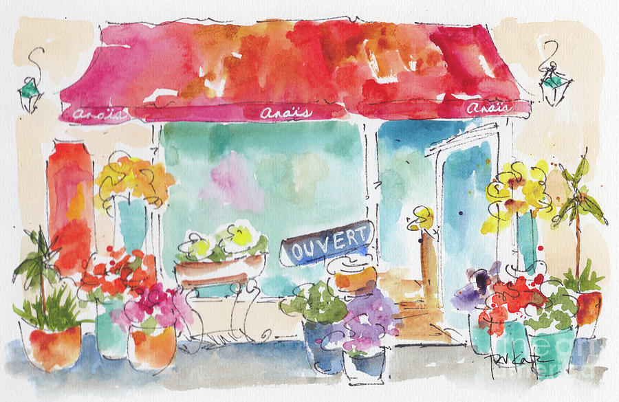 Anais Flower Shop 2 Paris  Painting by Pat Katz