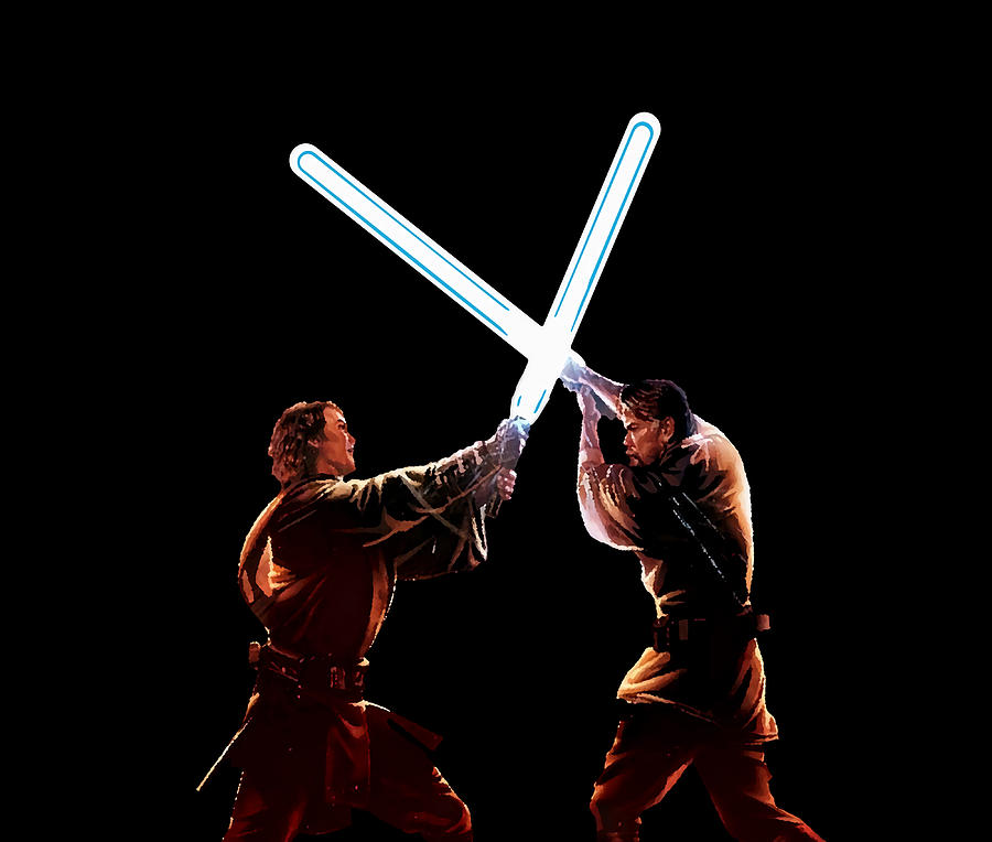 Anakin VS Obi Wan Big Black Poster blue Painting by Bailey Watson | Pixels