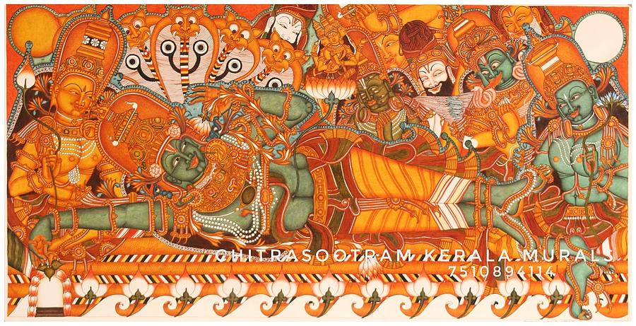 Ananthasayanam Kerala Mural painting Painting by Rahul Sivastha ...