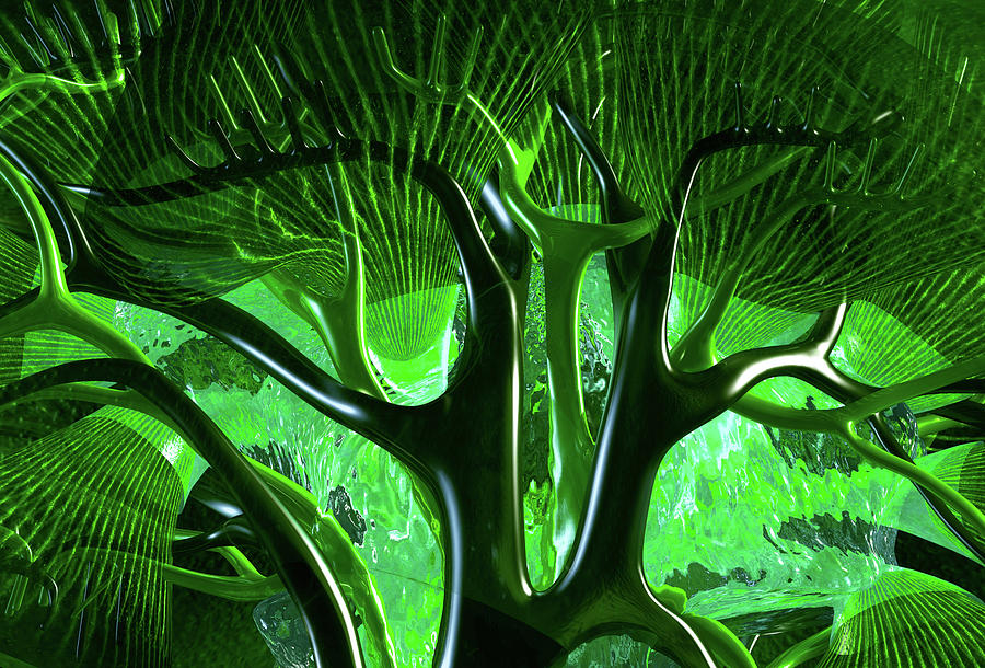Anatomy Abstract 1 Green Forest Digital Art by Russell Kightley