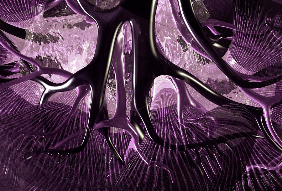 Anatomy Abstract 1 Purple Landscape Digital Art by Russell Kightley