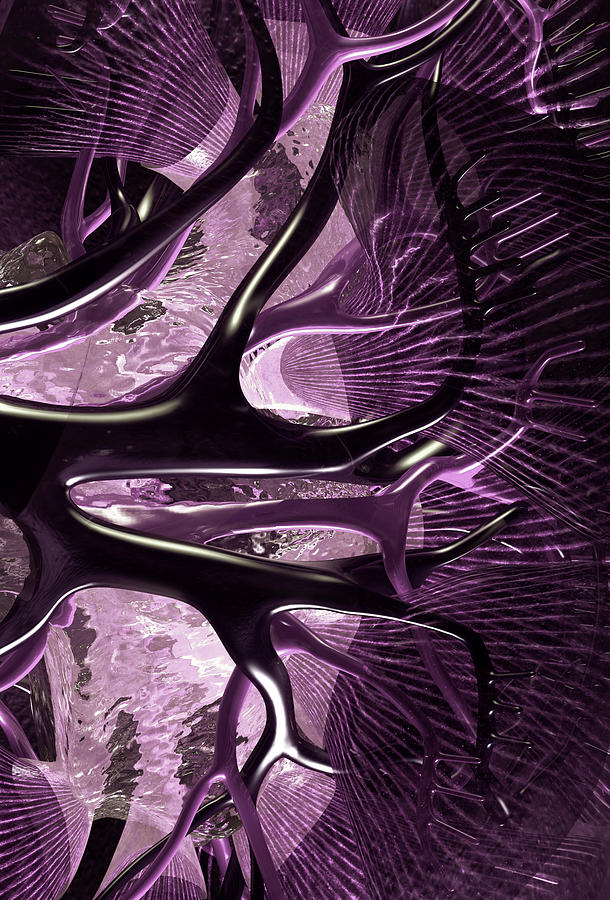 Anatomy Abstract 1 Purple Portrait Digital Art by Russell Kightley