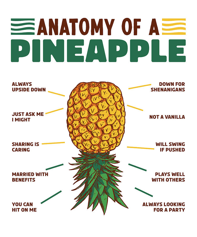 Anatomy Of A Pineapple Upside Down Pineapple Funny Swinger T Digital Art By Qwerty Designs 7104