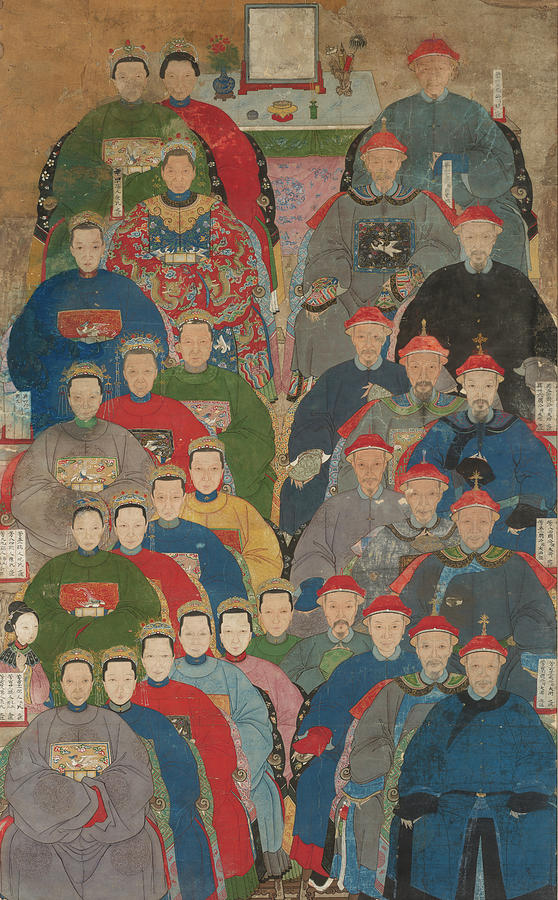 Asian Painting - Ancestor Group Portrait by China Qing dynasty