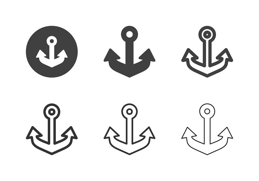 Anchor Icons - Multi Series Drawing by Rakdee Anchor Icons - Multi Series Drawing by Rakdee