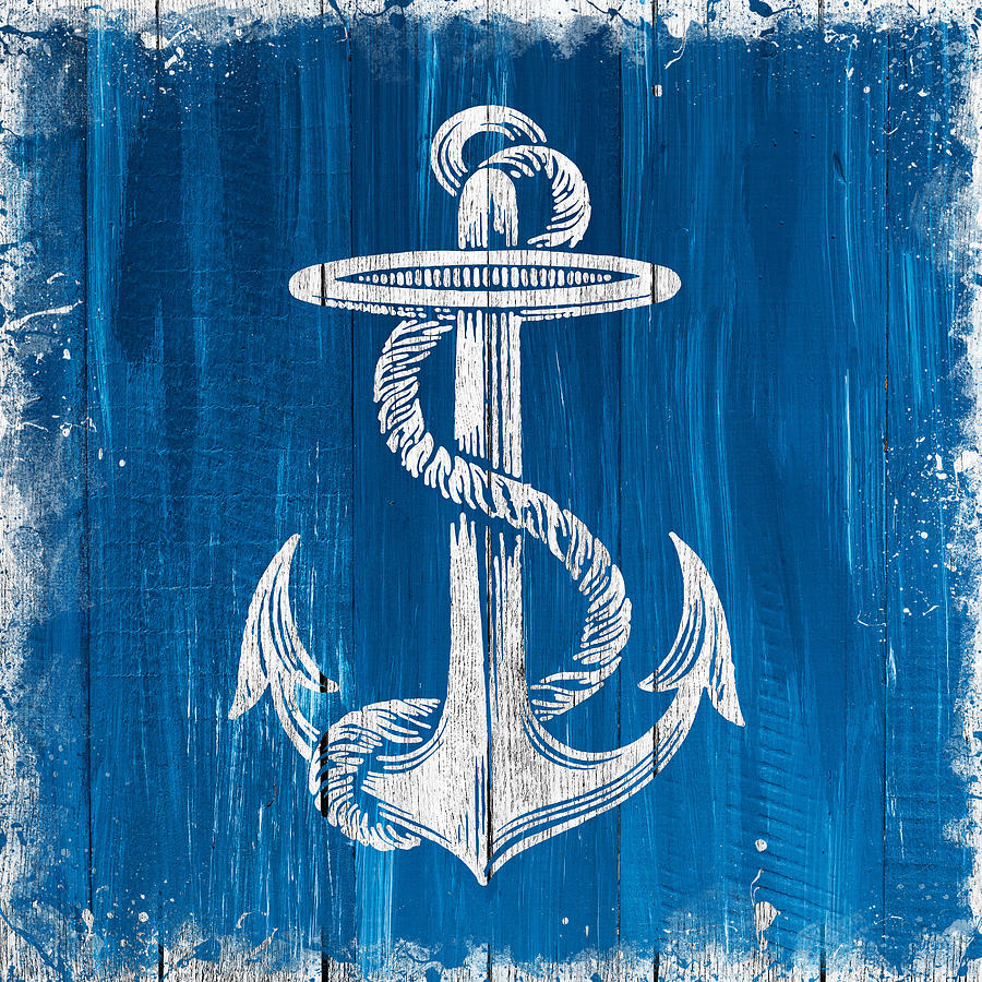 Anchor on blue wood Digital Art by Mihaela Pater - Fine Art America