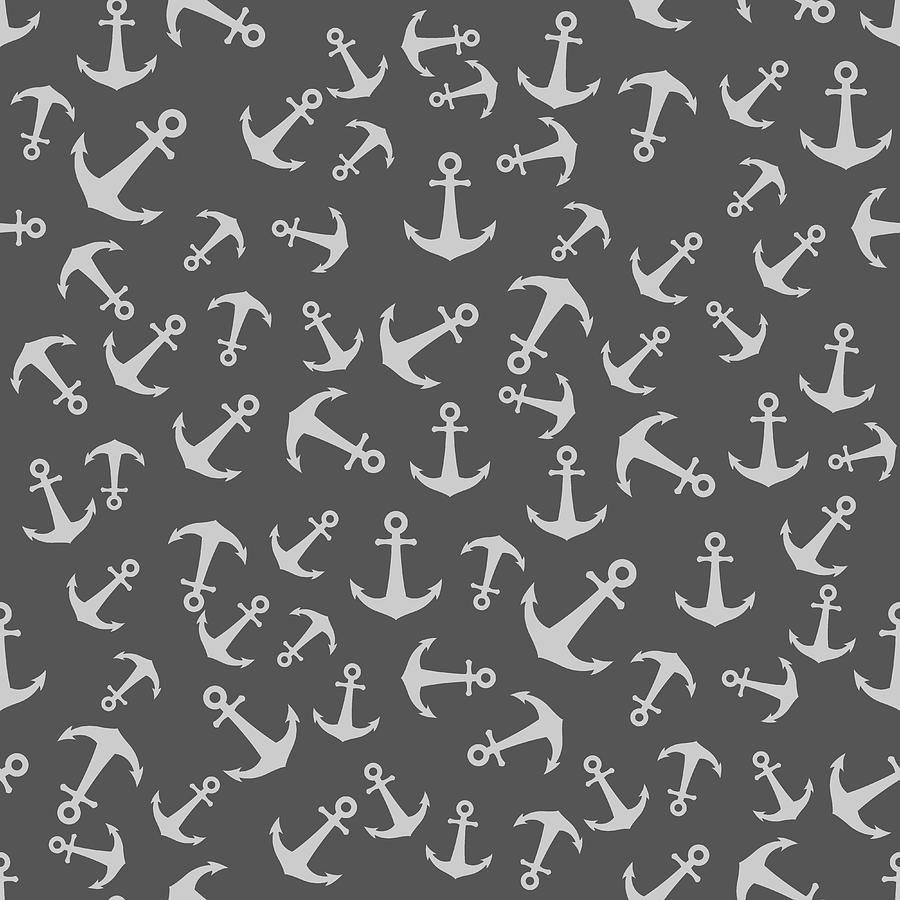 Anchor Pattern - Grey Mixed Media by Studio Grafiikka