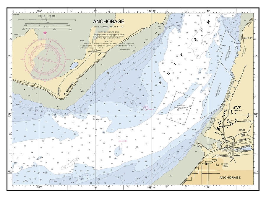 Anchorage Alaska Chart 16665_2, Noaa Chart 16665 Digital Art by