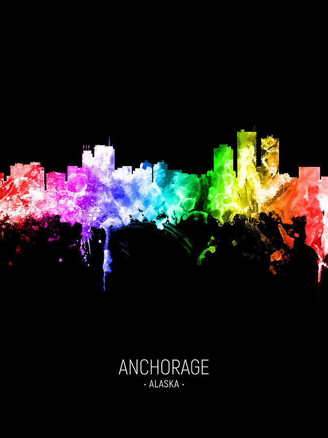 Anchorage Digital Art - Anchorage Alaska Skyline #58 by Michael Tompsett