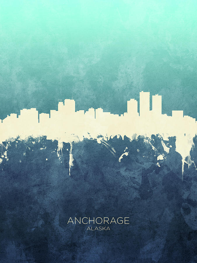 Anchorage Digital Art - Anchorage Alaska Skyline #80 by Michael Tompsett