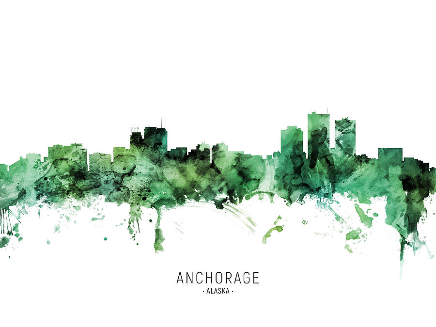 Anchorage Digital Art - Anchorage Alaska Skyline #93 by Michael Tompsett