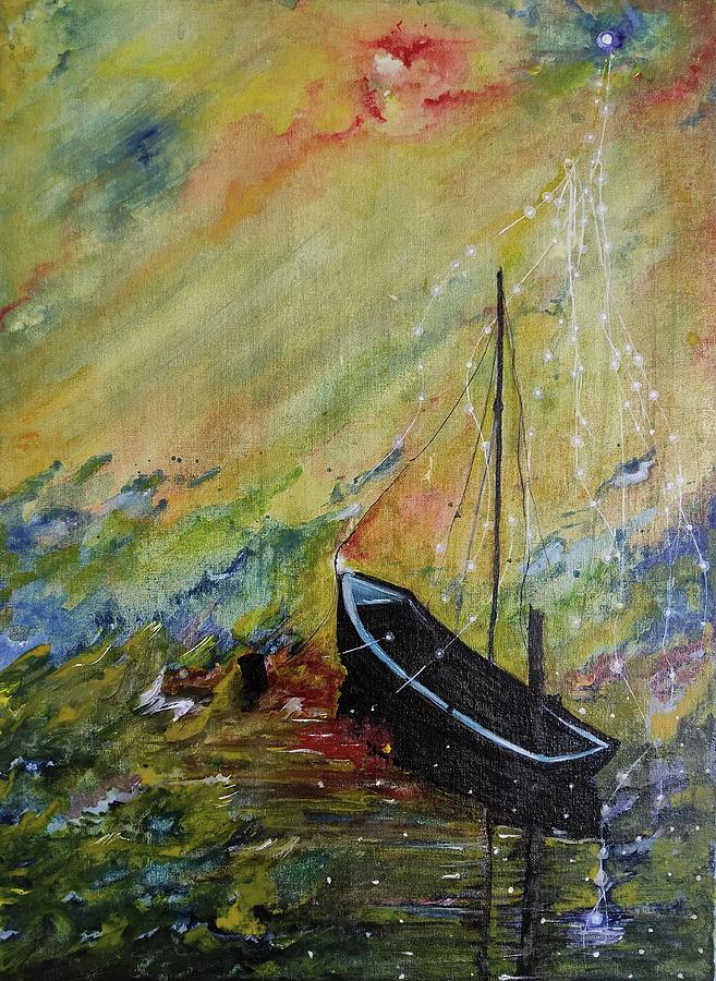 Anchored by the Evening Star Painting by Bijaya Sharma - Fine Art America