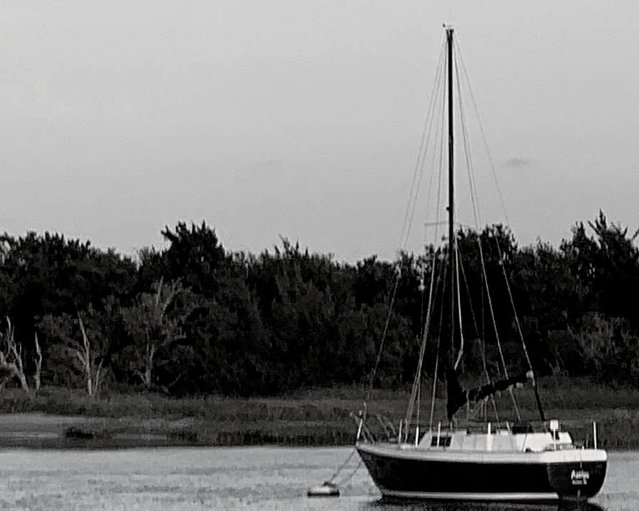 Anchored in Beaufort Town BW Photograph by Lee Darnell