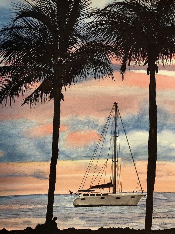 Oceans Painting - Anchored by Mary Ellen Gerster Oceans Painting - Anchored by Mary Ellen Gerster