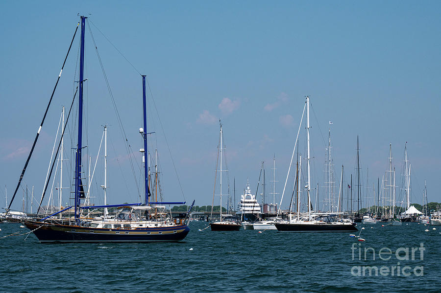 Anchored Sailboats on Narragansett Bay Photograph by Bob Phillips