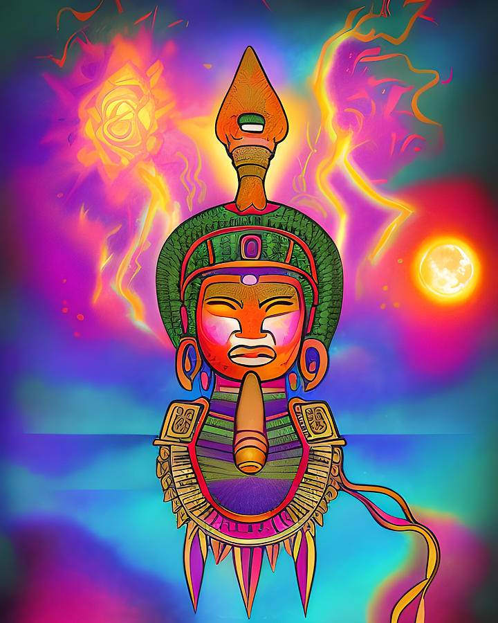 Ancient Aztec Mayan Symbol Illustration Digital Art by Ervina Anandhita ...