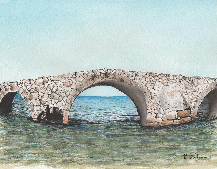 Ancient Bridge Painting by Bob Labno