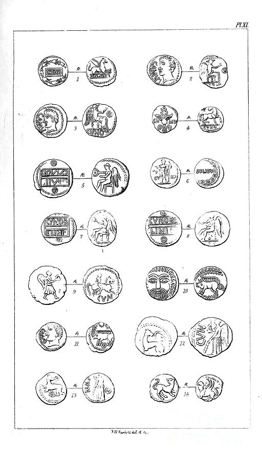 Ancient Briton Coins engraved b3 Drawing by Historic Illustrations ...