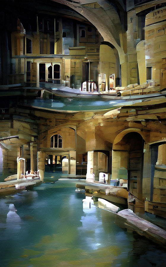 Ancient Castle Bathing Mixed Media by Georgiana Romanovna