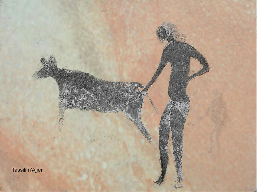 Ancient Cowherd Digital Art by Asok Mukhopadhyay