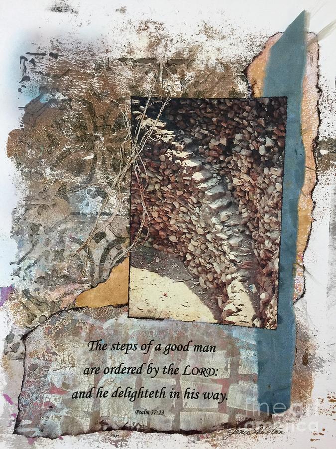 Ancient Docs Steps Psalm 37 Mixed Media by Janis Lee Colon