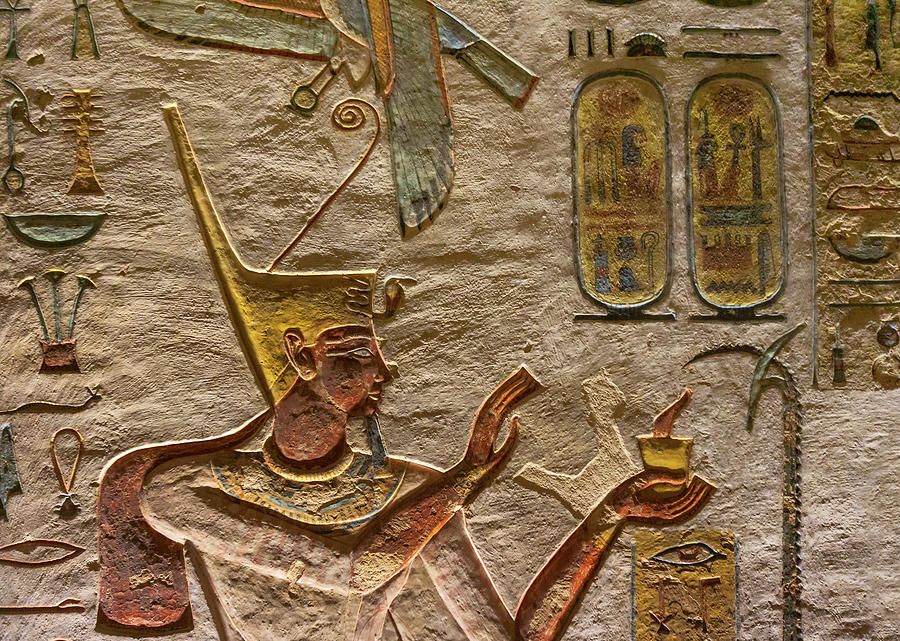 Ancient egypt carving color image Relief by Mikhail Kokhanchikov