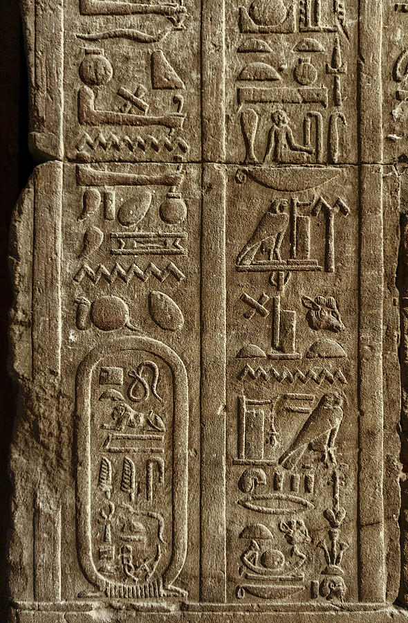 Ancient Egypt Hieroglyphics On Wall Relief by Mikhail Kokhanchikov
