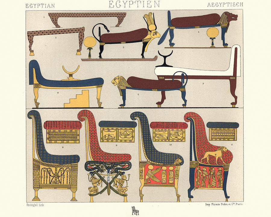 Ancient egyptian furniture Beds, divans, and thrones Photograph by Duncan1890