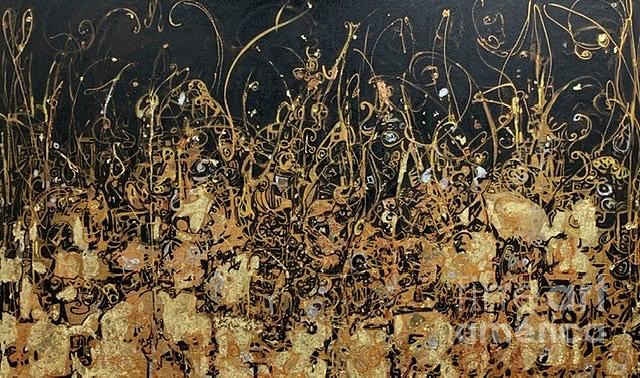 Ancient Fig Trees in Autumn Gold Painting by Deborah Munday