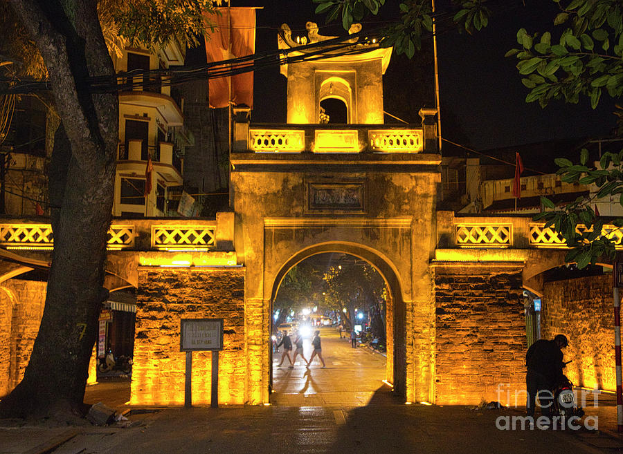 Inspirational Photograph - Ancient Gate Wall Hanoi Night Photo Color Asia  by Chuck Kuhn