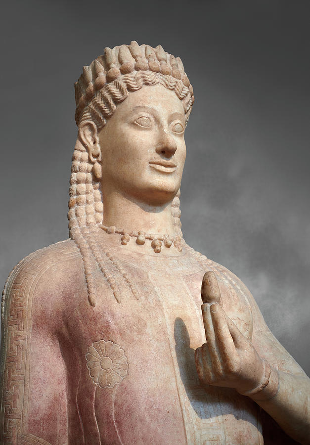 Ancient Greek Archaic statue of a kore - Athens National Archaeological Museum Photograph by Paul E Williams