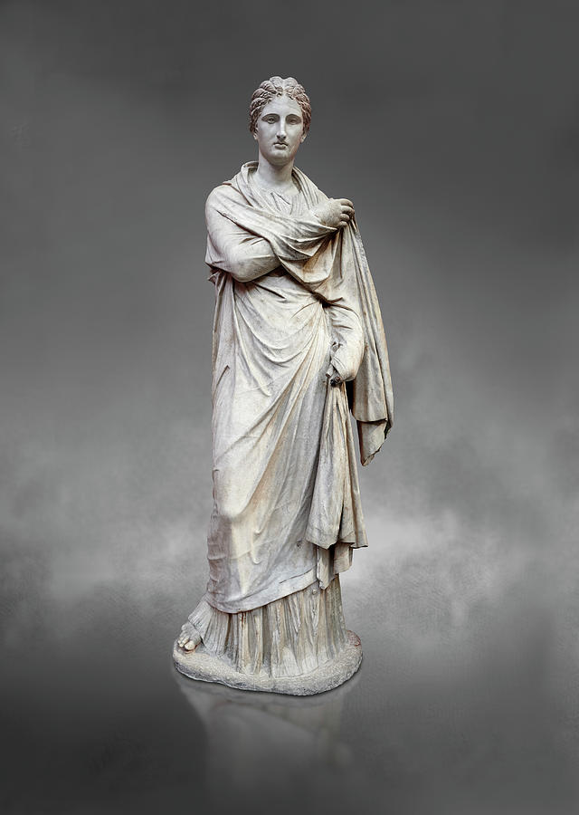 Ancient Greek funerary statue of a women -  Athens National Archaeological Museum Photograph by Paul E Williams
