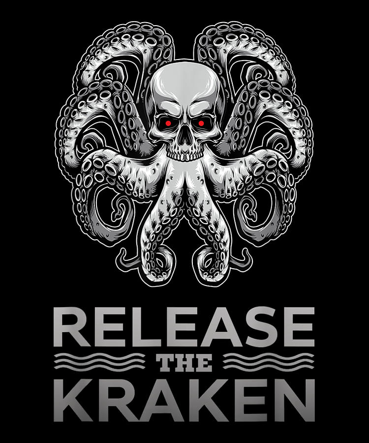 Cool Digital Art - Ancient Greek Mythology Release the Kraken Skull by Shannon Nelson Art