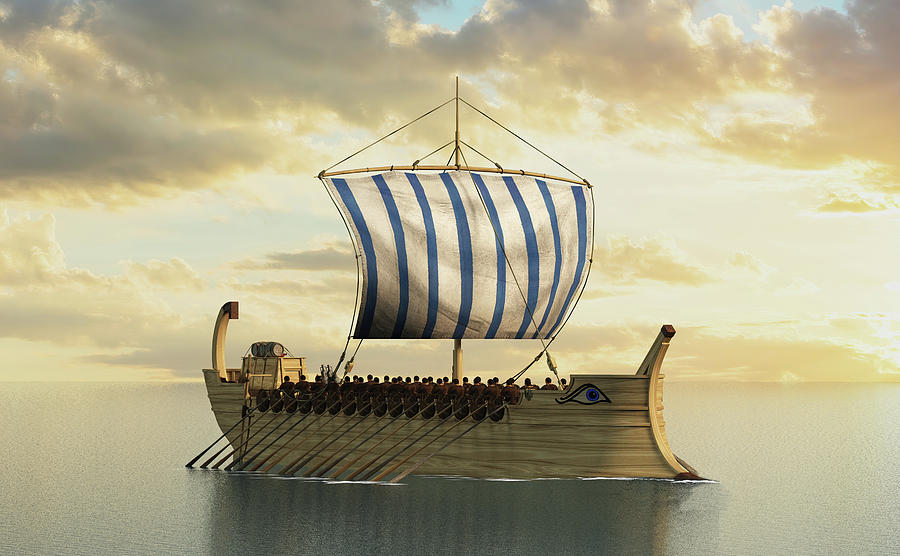 Ancient Greek Ship Digital Art by Daniel Eskridge