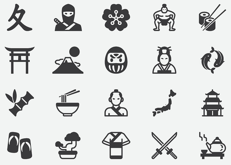 Ancient Japan ,Japanese ,Culture,Pixel Perfect Icons Drawing by LueratSatichob