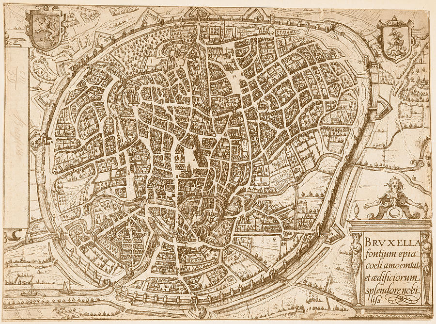 Ancient map of Brussels in 1609 Mixed Media by AM FineArtPrints