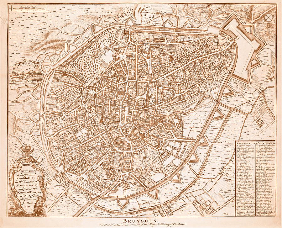 Ancient map of Brussels in 1750 - 01 Mixed Media by AM FineArtPrints