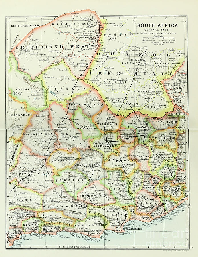 Ancient map of South Africa Western Sheet 1895 d2 Drawing by Historic ...