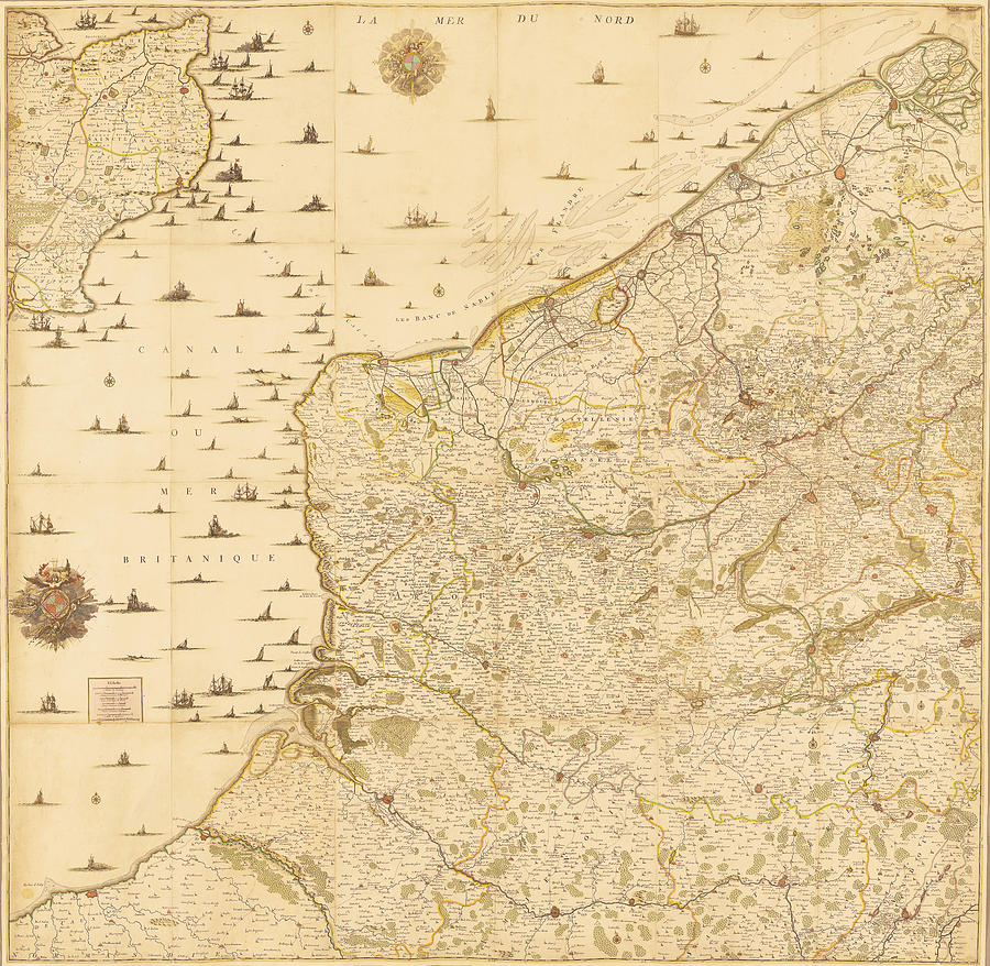 Ancient map of the Low Countries, 1745 Mixed Media by AM FineArtPrints