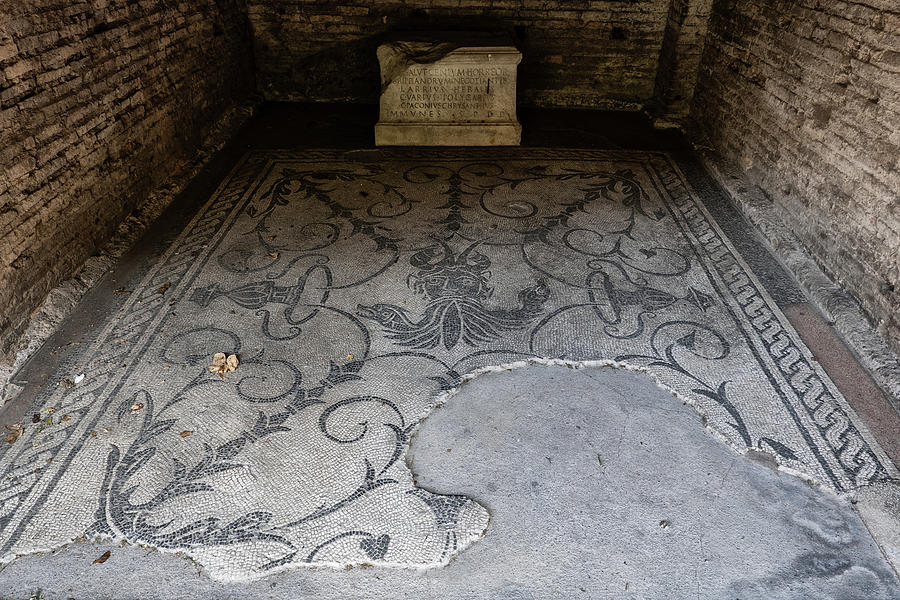Ancient Mosaic With God Oceanus In Rome Photograph by Artur Bogacki