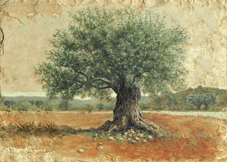 Ancient Olive Tree. A Symbol of Strength and Resilience Painting by Miki Karni