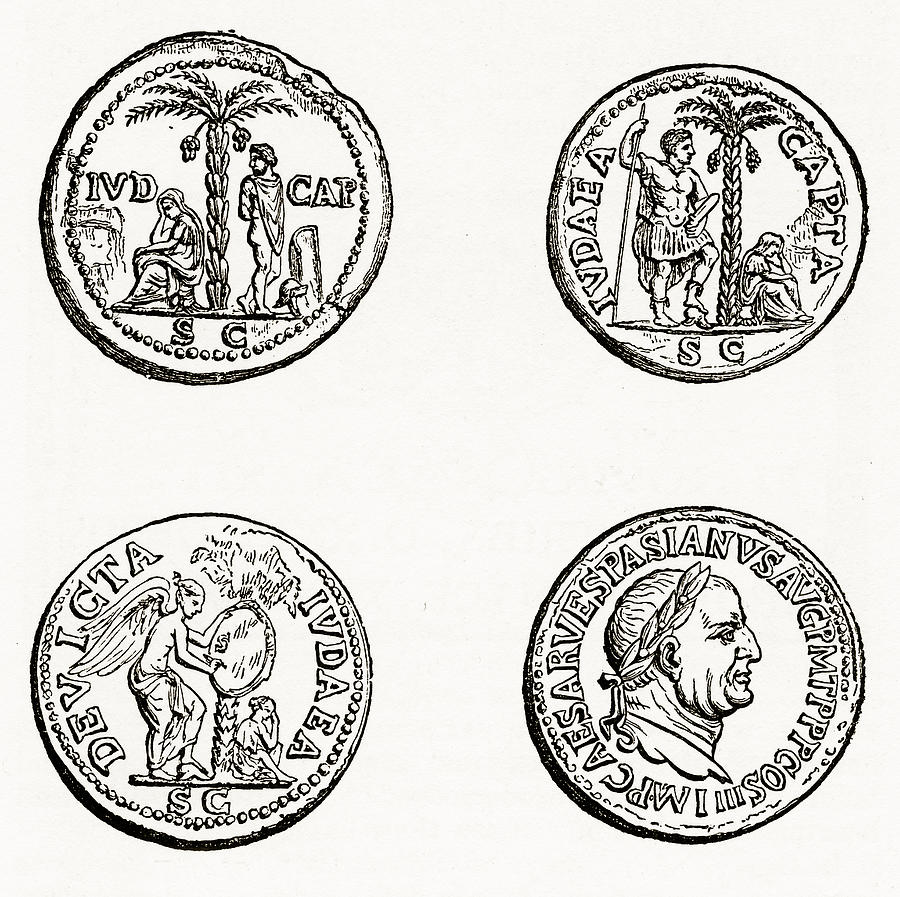 Ancient Roman and Greek Coins with Christian Symbolism Engraving Drawing by Bauhaus1000