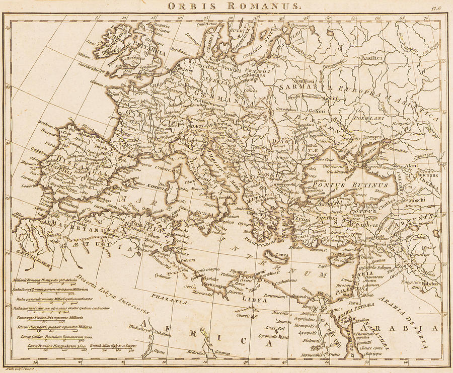 Ancient Roman Empire Map Mixed Media by AM FineArtPrints