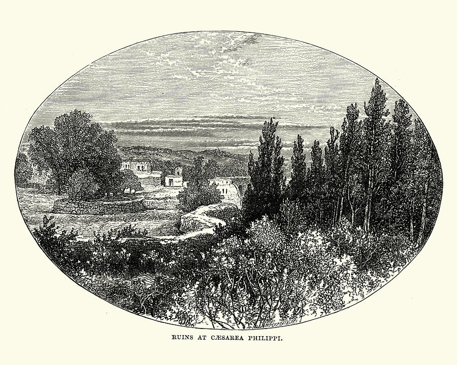 Ancient Roman ruins at Caesarea Philippi, Golan Heights Drawing by Duncan1890