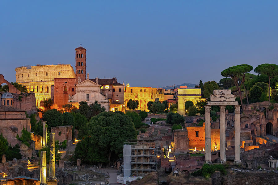 Ancient Rome Ruins At Dusk In Italy Photograph by Artur Bogacki