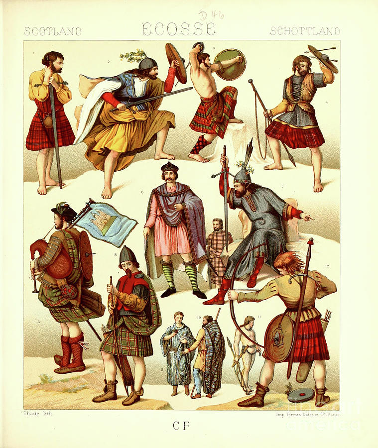 Ancient Scottish fashion and lifestyle r2 Drawing by Historic illustrations
