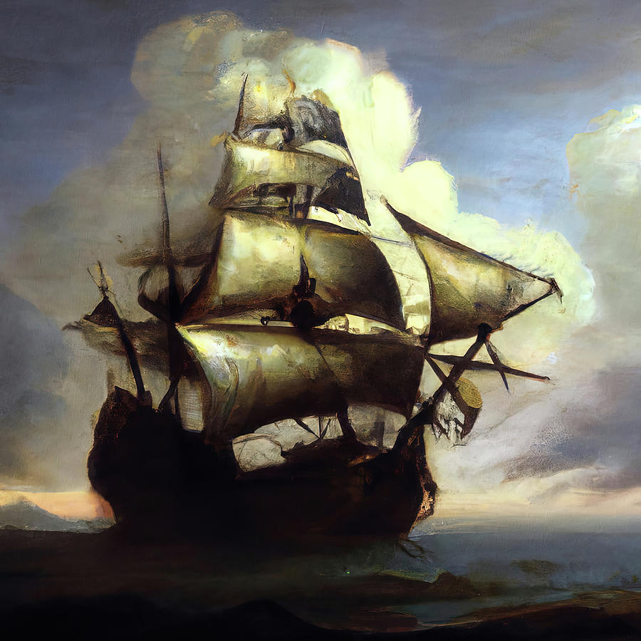 Ancient Spanish Galleon, 01 Painting by AM FineArtPrints