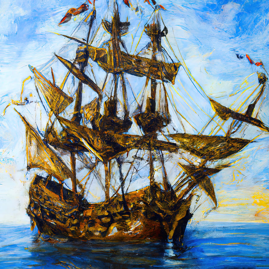 Ancient Spanish Galleon, 02 Painting by AM FineArtPrints