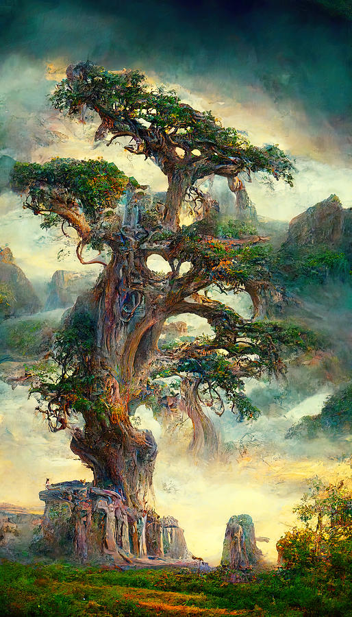 Ancient Spirit Tree, 02 Painting by AM FineArtPrints